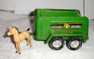Nylint Stables Open Horse Trailer Vintage Pressed Steel Toy Ranch Farm With Foal
