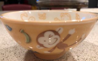 Schen small ceramic serving dish with Monkey Pattern 4” 3