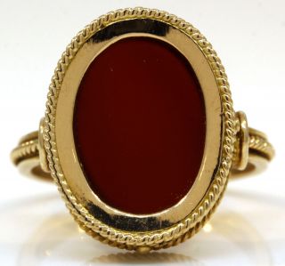 Lovely Vintage 14k Yellow Gold Ring With Carnellian 6,  3 Grams R26