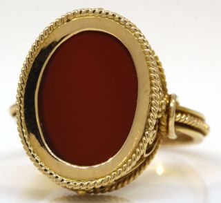 LOVELY VINTAGE 14K YELLOW GOLD RING WITH CARNELLIAN 6,  3 GRAMS R26 2