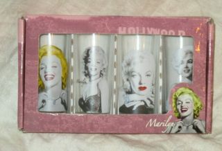 Marilyn Monroe Tall Shooter Bar Shot Glasses Set Of 4 2oz -