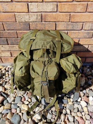 Vintage Us Army Field Nylon Backpack - Combat Green - Shoulder Straps