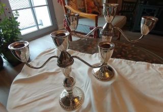 2 Duchin Creation Sterling Silver Weighted Candelabras 3 - Candle.  2 Candlesticks