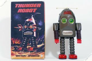 Asakusa Horikawa Ha Ha Yonezawa Nomura Thunder Robot Tin Japan Vintage Space Toy