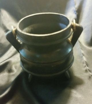 Vintage Cast Iron MINI CAULDRON Pot with Bronze Lid & Handle EUC 2