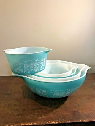 Vintage Pyrex Butterprint/amish Cinderella 4 Pc.  Mixing Bowl Set,  One