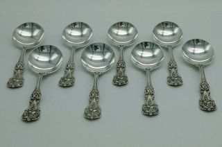 8 Reed & Barton Francis I Sterling Silver Cream Soup Spoons,  Old Marks Pat 1907