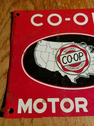 Vintage 1950s CO - OP Motor Oil Tin Sign Farm Diesel Gas USA Tractor Truck Engine 2
