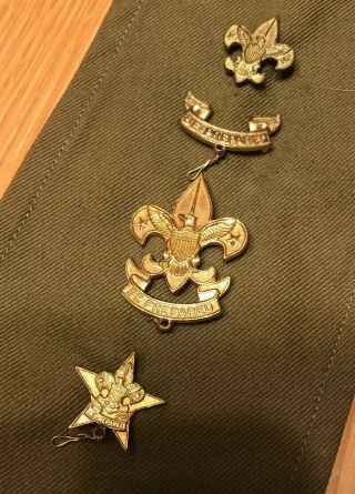 Boy Scouts 1930’s Sash Type B Badges Star Pin 4 Pins And 17 Badges 1911 Patents 2