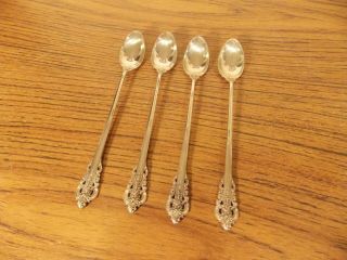 4 Wallace Grande Baroque Sterling Silver 7 - 5/8 " Iced Tea Spoons