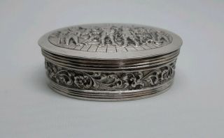Antique Solid Silver Oval Snuff Box