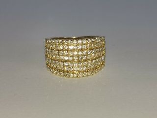 Gorgeous Chunky Gold Tone Band Ring With Clear Stones - Metal Detecting Find