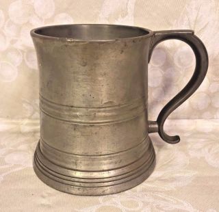Antique Reed & Barton Pewter Cyclist Tankard Great Image Of Racer On Glass Bott