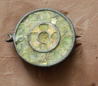 Ancient Roman Bronze Fibula & Brooch With Color Enamel Quality D=25m 6g