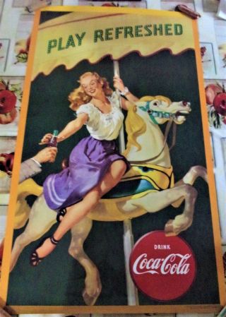 1948 Coca Cola Gil Elvgren - Play Refreshed - Pin - Up Poster - 22 1/2 " X 38 " - Vg