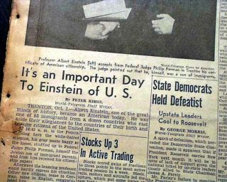 ALBERT EINSTEIN Theory of Relativity Fame Becomes a U.  S.  CITIZEN 1940 Newspaper 2