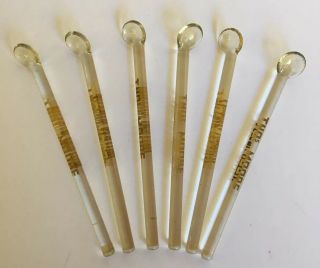 6 Vintage Glass Swizzle Stir Stick Spoons Thos Moore Possum Hollow Whisky