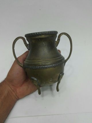 Brass Small Pitcher Vintage India Solid Made Handle Decorative Vase Pot Jar Jug