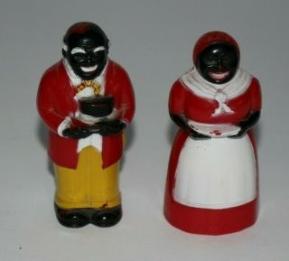 Vintage 3 1/2 " Set Of F & F Aunt Jemima And Uncle Moses Salt & Pepper Shakers