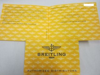 Open/blank Breitling Watch Certificate & Authorized Distributors Books
