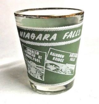 Vintage Niagara Falls Canada Souvenir Green Opaque Shot Glass Evc