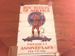 1930 Boy Scouts Of American Poster 20th Anniversary Vintage Hy.  Hintermeister