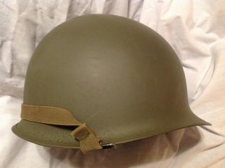 Ww2 U.  S.  M1 Helmet Steel Pot Only,  Front Seam,  Swivel Bale,  Repaint