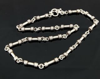Vtg Sterling Silver Heavy Barrel Bar Taxco Twisted Wire Link Necklace 22 "