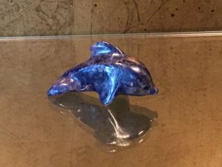 Blue Sodalite Dolphin Zuni Fetish Carving Signed By Kenny Chavez 2004