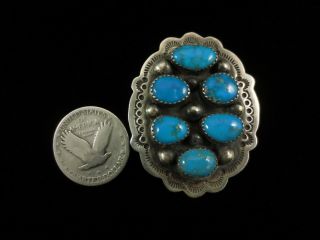 Vintage Navajo Ring - Large - Sterling Silver And Turquoise