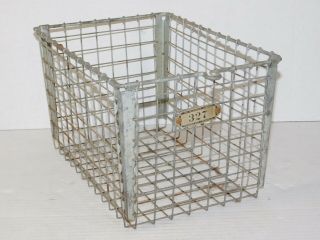 Vintage Washburn Metal Wire Gym Locker Basket Industrial Pool Swim Storage Box