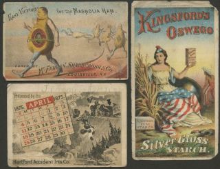 1800’s SEVEN CARDS - HARTFORD CALENDAR,  SEWING,  CLOWNS,  MONKEYS,  HAM PEOPLE 3