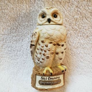 Vintage Ski Country Baby Snow Owl Mini Ceramic Decanter 4 " 1976 Empty