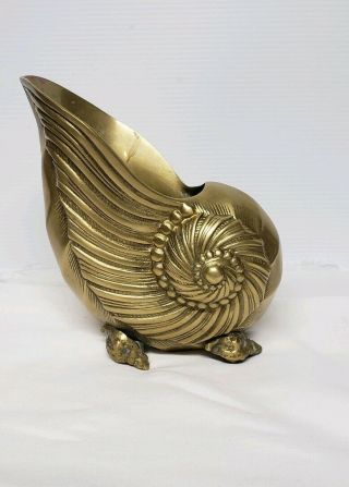 Brass Shell Shaped Nautilus Planter Vase Made In Korea