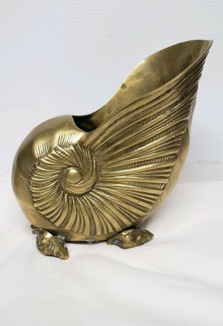 Brass Shell Shaped Nautilus Planter Vase Made in Korea 3