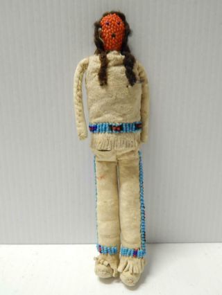 Unusual Vintage S.  Cheyenne Plains Doll Hide Clothing Beaded Face Buffalo Hair?