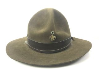 Vintage Stetson Boy Scouts Scout Master Hat Felt Leather 7 3/8 Perfect Oval Bsa