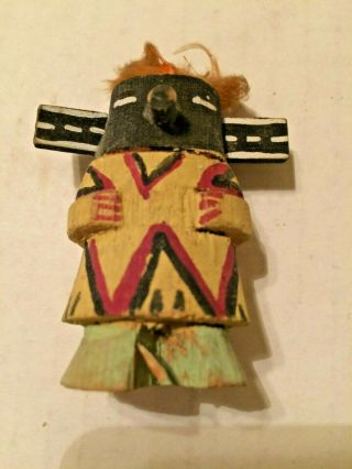 Native American Kachina Doll Small Vintage Wood Figurine 2 " Tall.  1960s