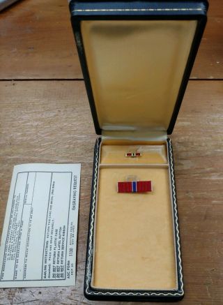 Wwii Era Us Army Bronze Star Ribbon Medal Award Box With Lapel Pin And Bar