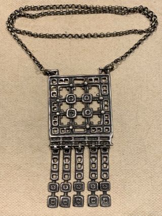 David Andersen Vintage Sterling Silver Modernist Pendant Necklace 60 Grams