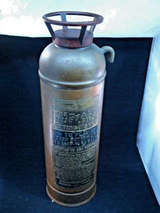 Vintage Copper / Brass Buffalo Fire Extinguisher Empty