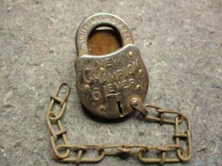 Vintage Padlock/new Champion 6 Lever,  Miller Lock Co.  /has Chain/steel/no Key