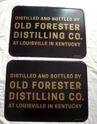 2 Old Forester Bourbon Whiskey Distilling Co Louisville Kentucky Metal Signs