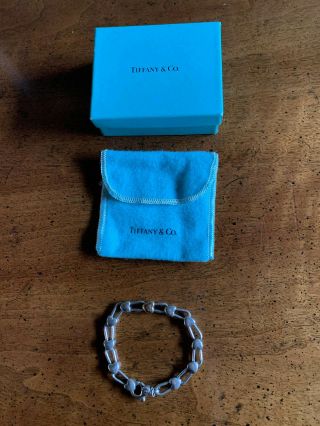 Vintage Tiffany & Co Sterling Silver & Gold Heart Padlock Link Bracelet W/ Box