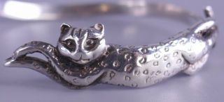 Vintage Signed Sergio Bustamante Sterling Silver Bangle Leopard Jewelry