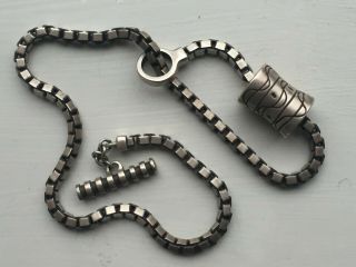 Signed Lisa Jenks Modernist Sterling Silver 925 Chain Necklace Choker With Slide