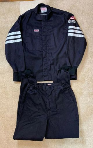 Vtg Simpson Racing Jacket And Pants Fire Resitant Gear Black White
