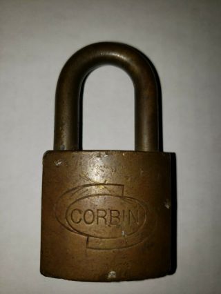 Vintage Corbin Lock Padlock (no Keys) Brass Large Antique W/pg&e On Backside
