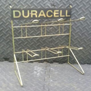 Vtg Metal Duracell Battery Advertise Store Counter Sign Wire Rack Stand Display