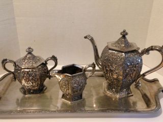 Barbour Bros Co.  Silver Plate Victorian Repousse Coffee/tea Service Set - Stunning